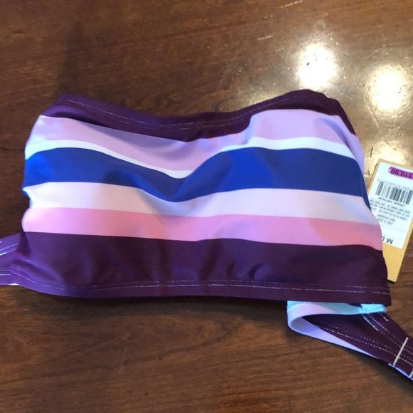 NWT Kona Sol stripped bandeau bikini top Medium, straps - Picture 9 of 11